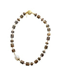 Fire Opal With Baroque Pearl Necklace CN027 - FARRA