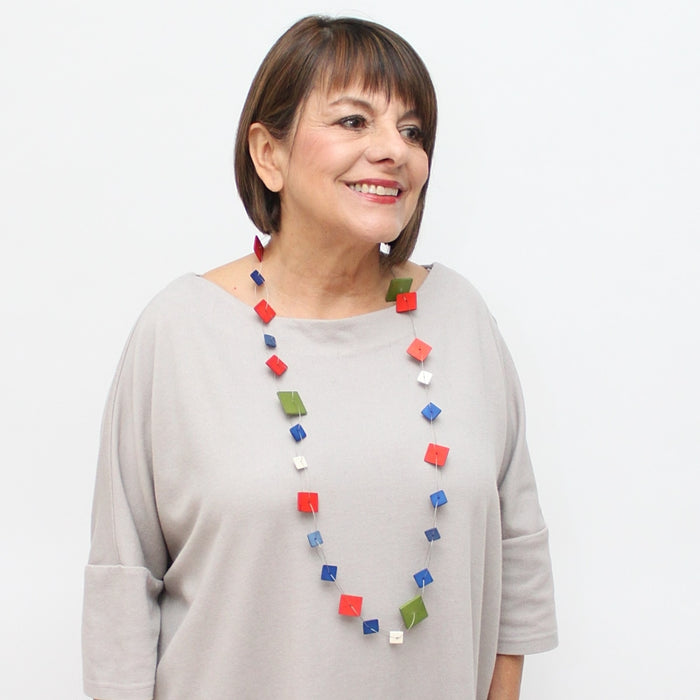 Fire Red, Royal, Green Rachel Necklace - Sylca Designs - Chunky Jewelry