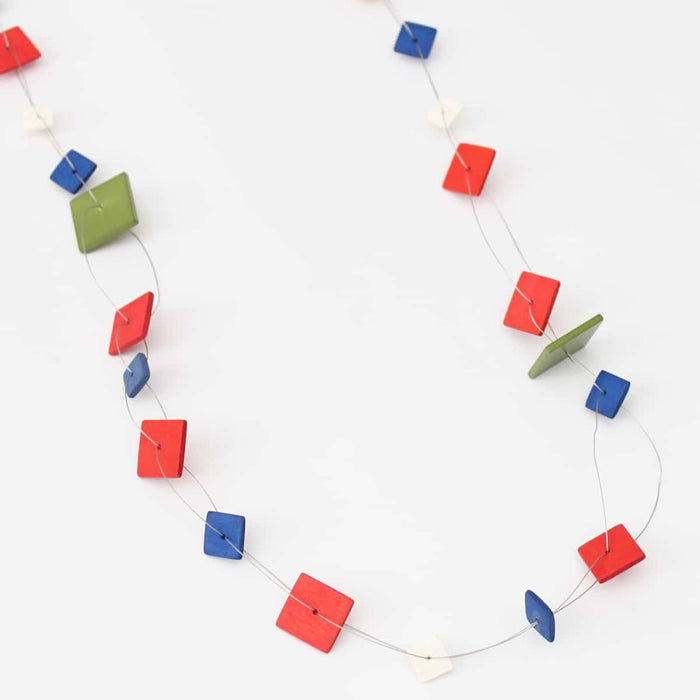 Fire Red, Royal, Green Rachel Necklace - Sylca Designs - Chunky Jewelry