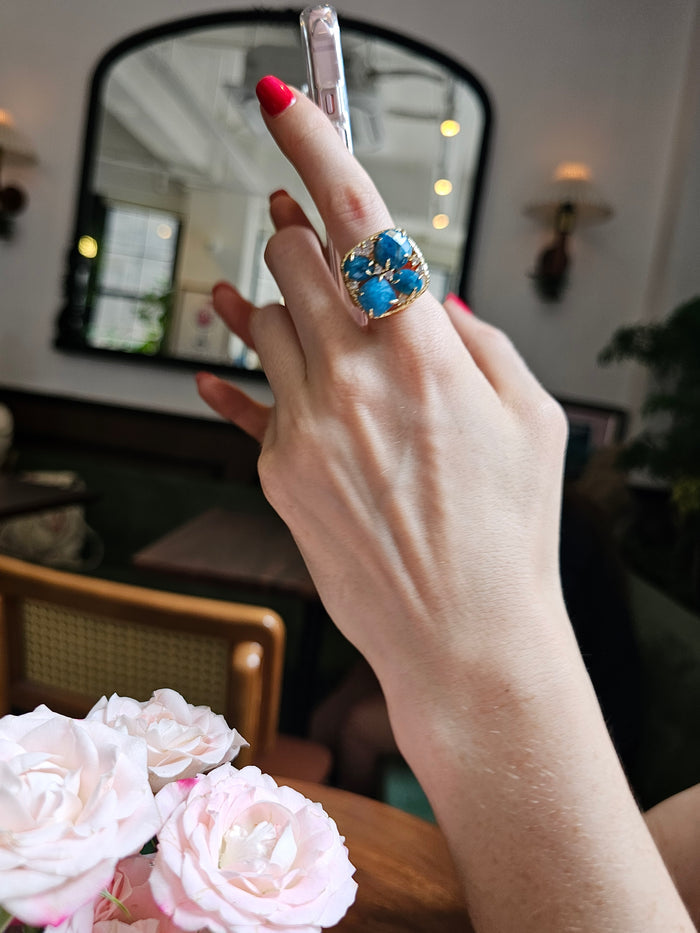 Flower Apatite Stone Statement Adjustable Ring NR012