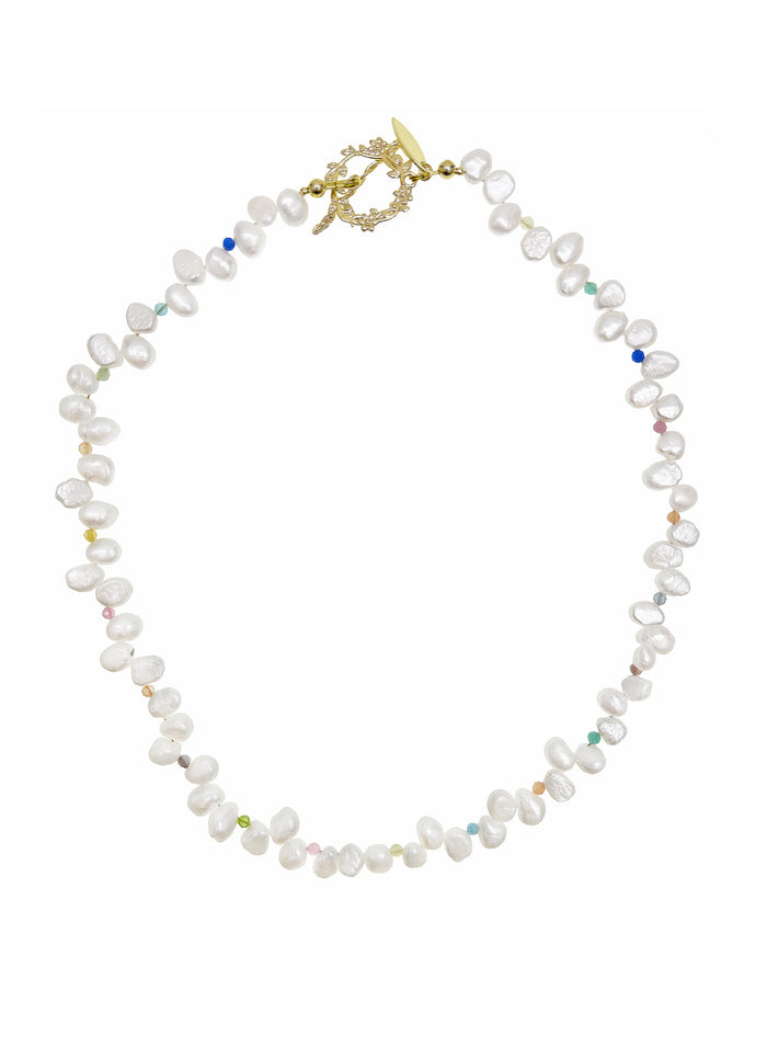 Flower Petal Shaped Freshwater Pearls Necklace LN053 - FARRA