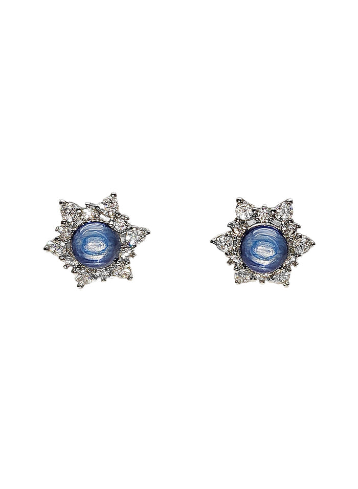 Flower Shaped Kyanite Stone Stud Earrings RE031