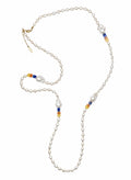 Freshwater Baroque Pearl With Colorful Gemstone Long Necklace SN018