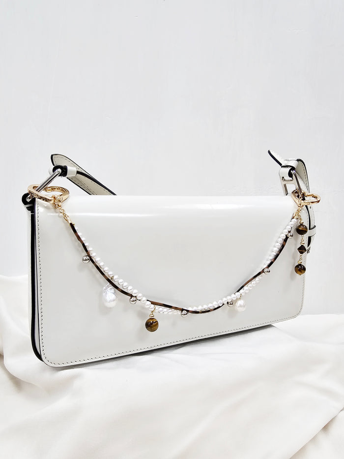 Freshwater Pearl and Tiger-Eye Dangle Bag Charm