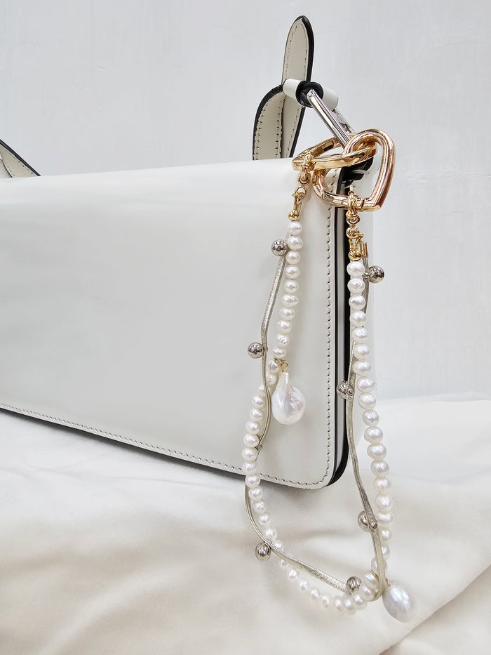 Freshwater Pearl With Baroque Pearls Bag Charm