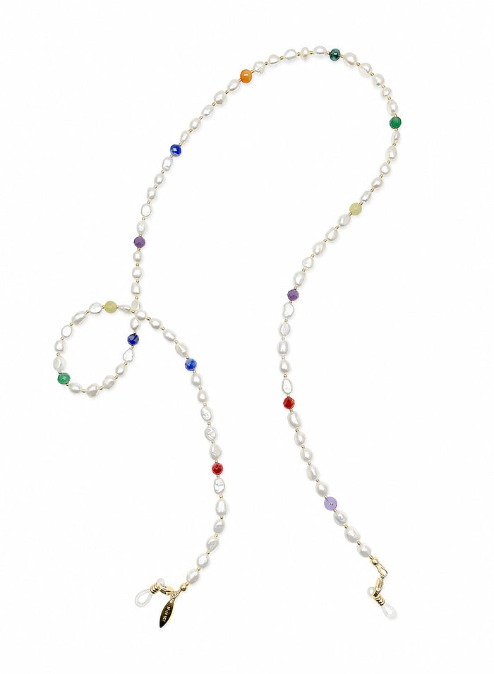 Freshwater Pearl With Colorful Gemstone Eye Glasses Chain SN042