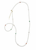 Freshwater Pearl With Green And Red Agate Long Necklace SN037