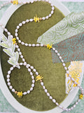 Freshwater Pearl With Yellow Bamboo Coral Long Necklace SN032