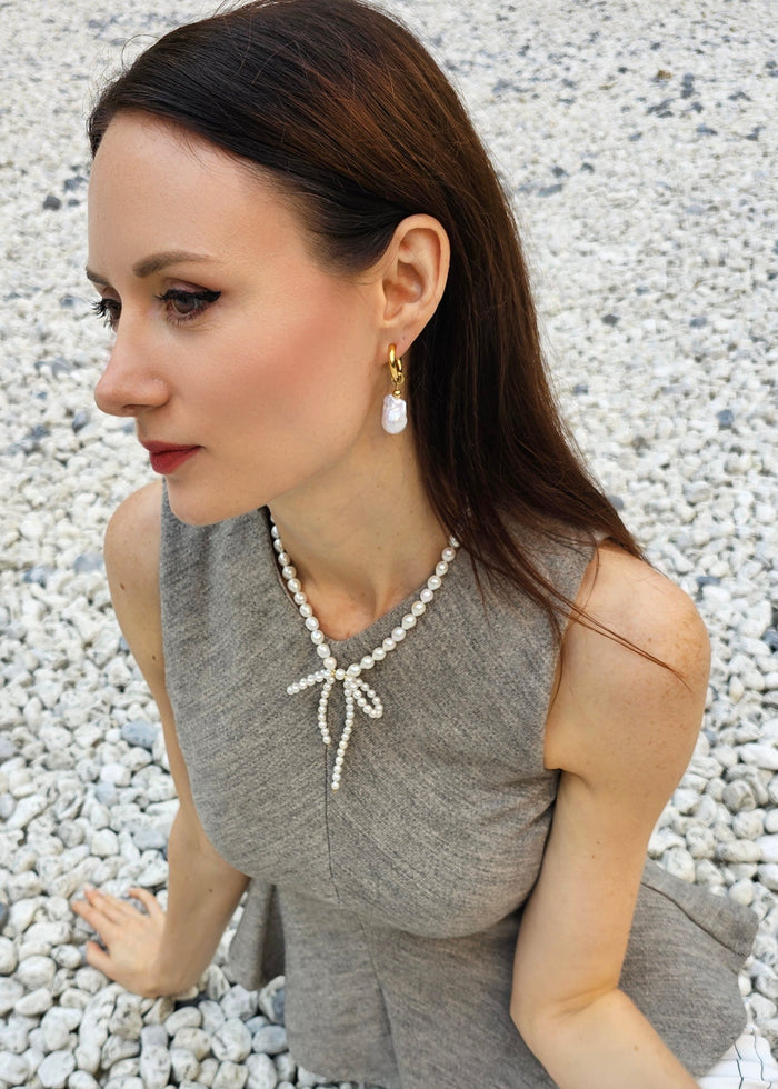 Freshwater Pearls Butterfly Knot Statement Necklace PN005