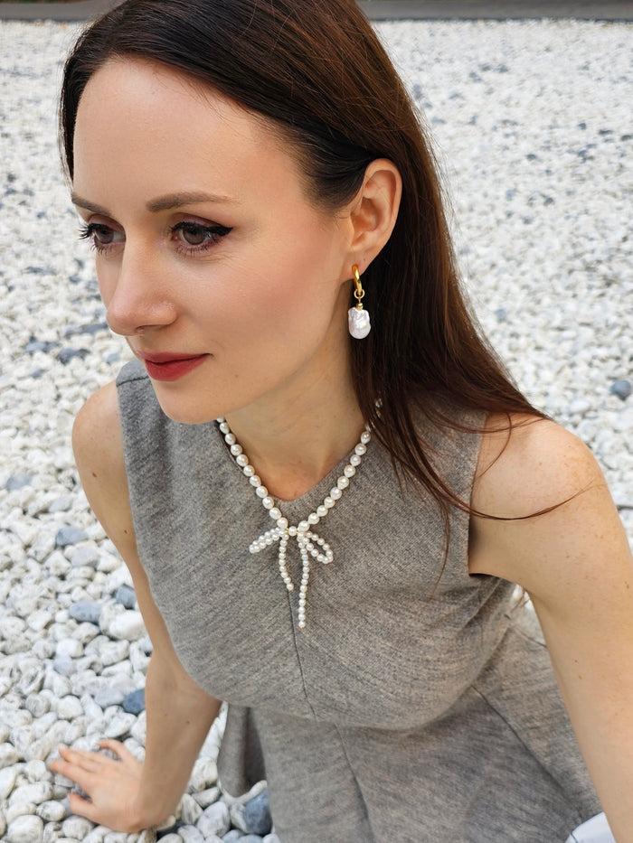 Freshwater Pearls Butterfly Knot Statement Necklace PN005