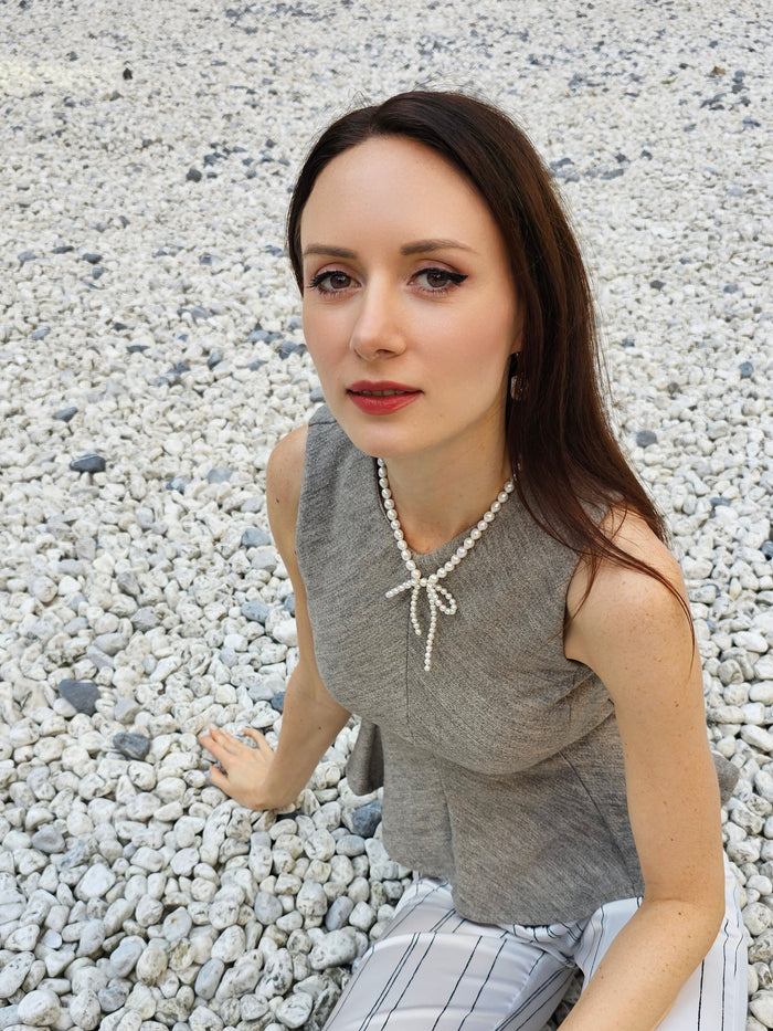 Freshwater Pearls Butterfly Knot Statement Necklace PN005