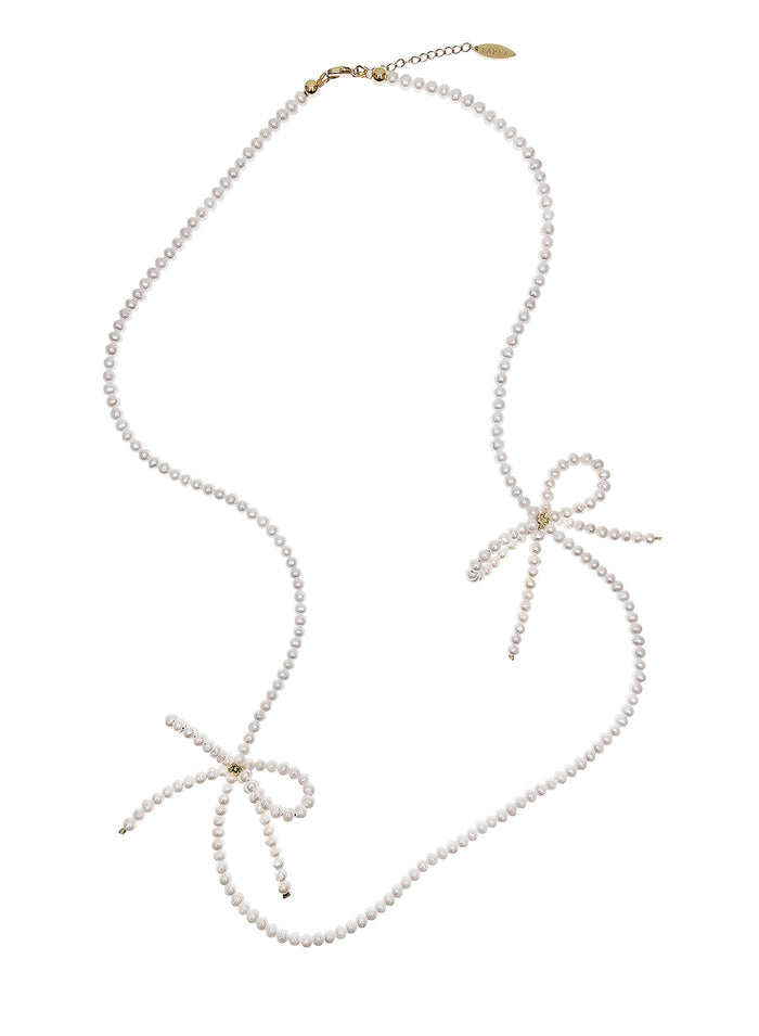 Freshwater Pearls Crafted Butterfly Knot Long Necklace PN008