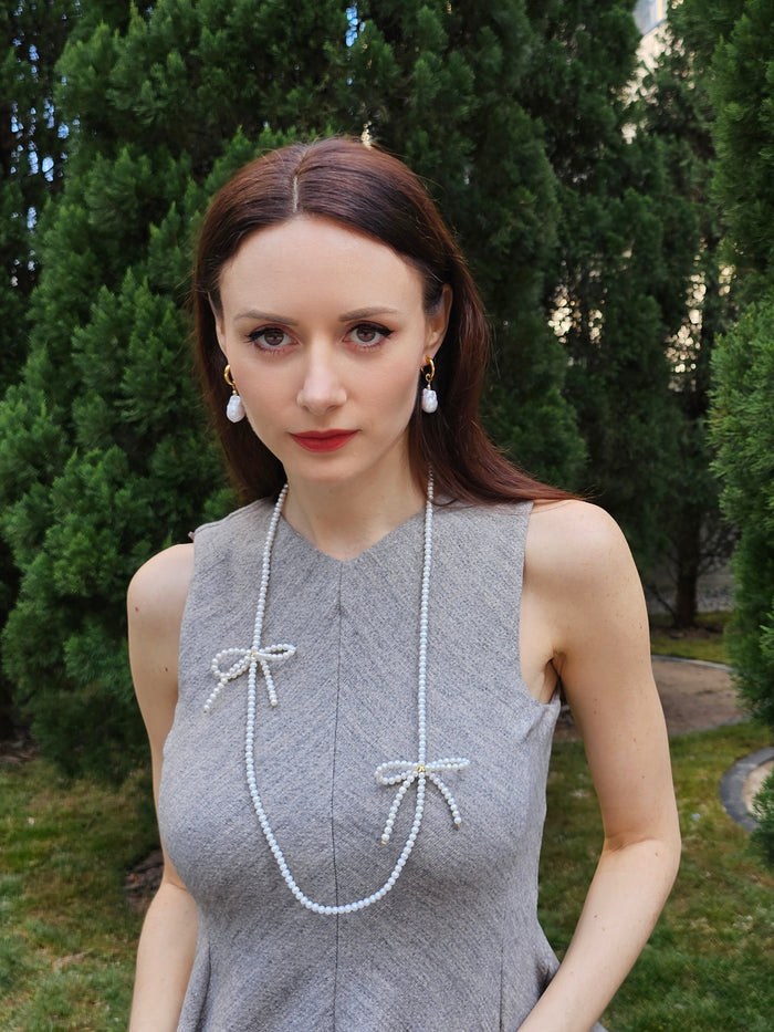 Freshwater Pearls Crafted Butterfly Knot Long Necklace PN008