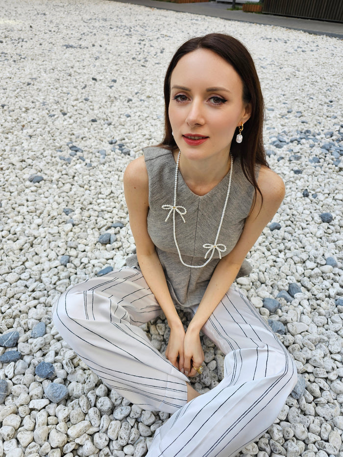 Freshwater Pearls Crafted Butterfly Knot Long Necklace PN008