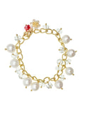 Freshwater Pearls & Crystal and Snowflake Charm Bracelet AB024 - FARRA