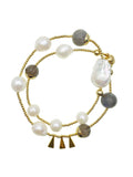 Freshwater Pearls & Labradorite Double Layers Bracelet AB008 - FARRA