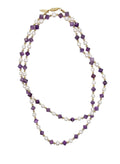 Freshwater Pearls With Amethyst Long Necklace PN015