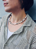 Freshwater Pearls With Black Dzi Agate Men's Necklace MEN10