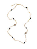 Freshwater Pearls With Black Obsidian Necklace FN030 - FARRA