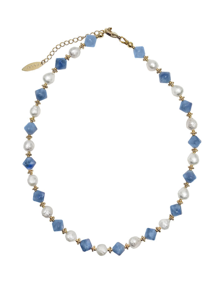 Freshwater Pearls With Blue Jade Choker Necklace PN029
