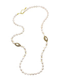 Freshwater Pearls With Crystals & Rhinestone Two Ways Necklace FN035 - FARRA