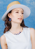 Freshwater Pearls With Lapis Flat Cut Hexagon Short Necklace EN015 - FARRA