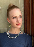 Freshwater Pearls With Malachite Color Blocking Necklace KN027 - FARRA
