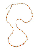 Freshwater Pearls With Orange Jade Long Necklace PN048