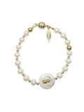 Freshwater Pearls With Pineapple Charm Bracelet MB120 - FARRA