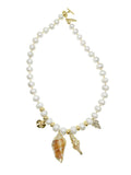 Freshwater Pearls With Shell Dangles Short Necklace CN034 - FARRA