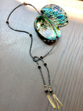 Freshwater pearls with smoky quartz  Open Ended Long Necklace CN046 - FARRA