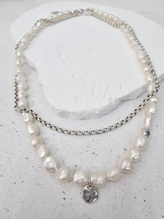 Freshwater Pearls With Sterling Silver Pendant Mens Necklace MEN08