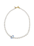 Freshwater Pearls With Swarovski Crystal Heart Charm Short Necklace EN043 - FARRA