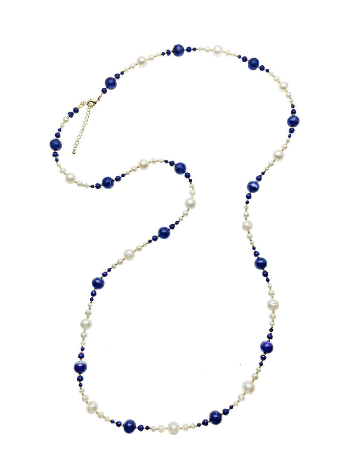 Freshwater with Lapis Multi-Way Necklace DN209 - FARRA
