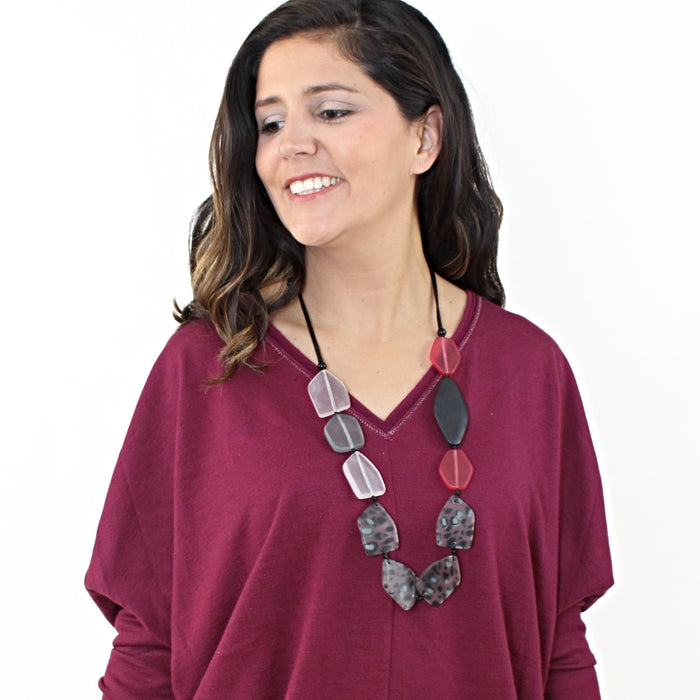 Frosted Geometric Resin Estelle Necklace - Sylca Designs - Chunky Jewelry