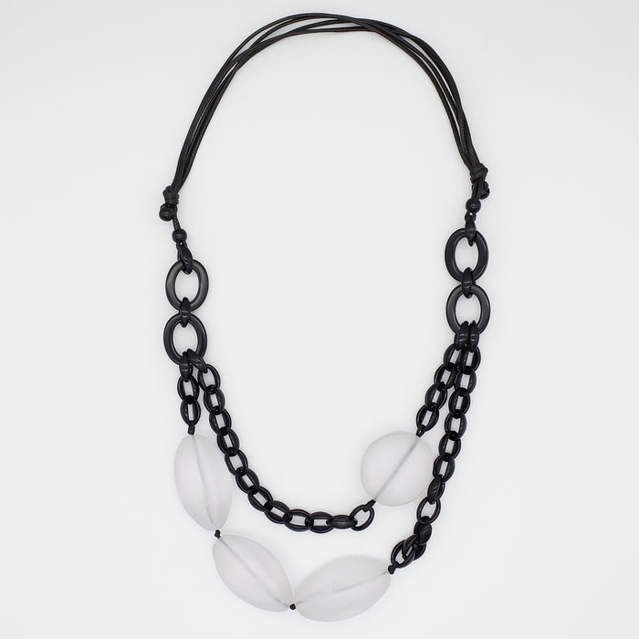 Frosted Raven Chain Link Necklace - Sylca Designs - Chunky Jewelry