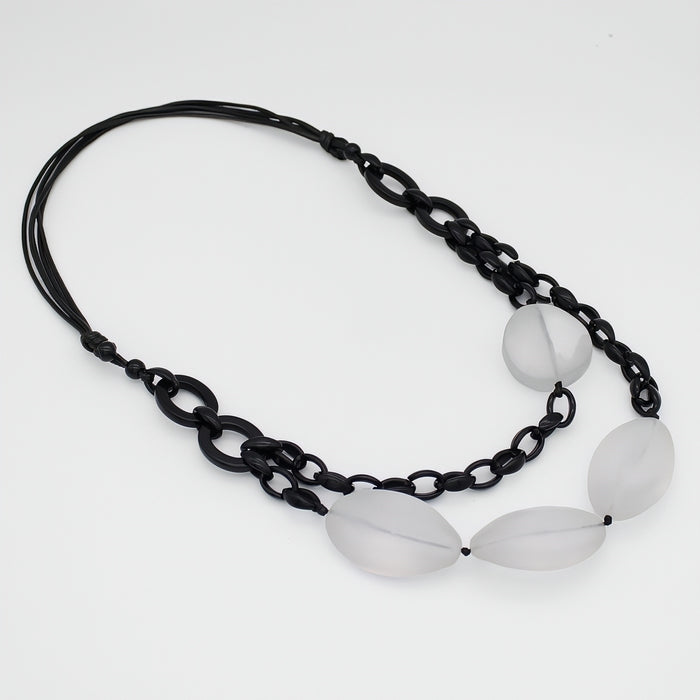 Frosted Raven Chain Link Necklace - Sylca Designs - Chunky Jewelry