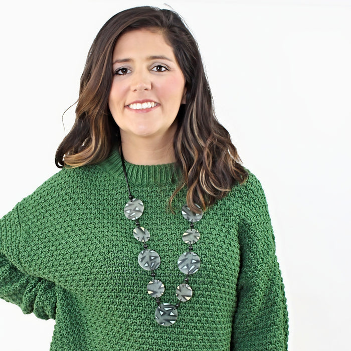 Frosted Yellow and Mint Resin Alyssa Necklace - Sylca Designs - Chunky Jewelry