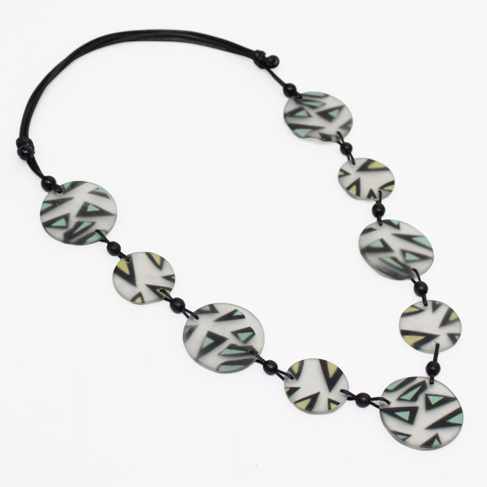 Frosted Yellow and Mint Resin Alyssa Necklace - Sylca Designs - Chunky Jewelry