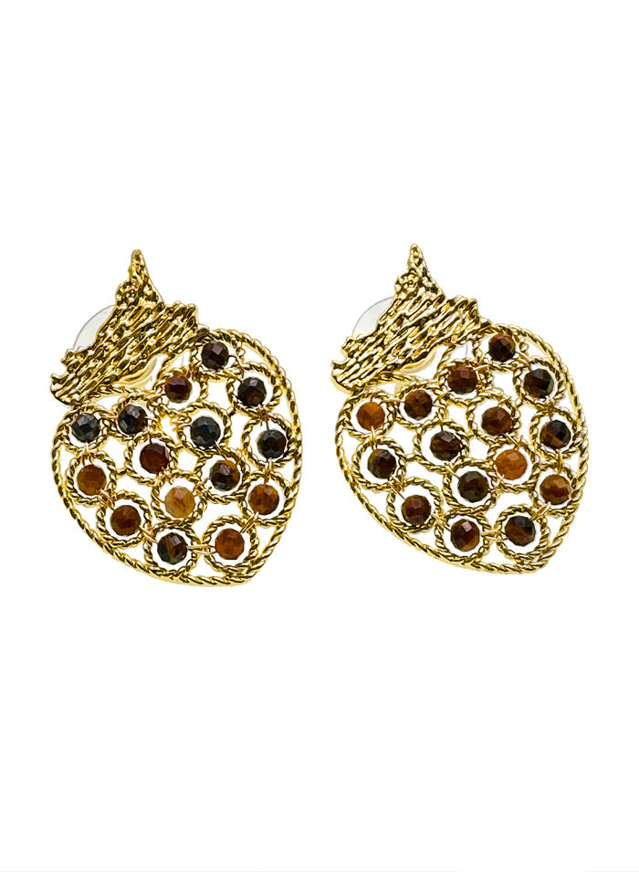 Fruit Shaped Tiger-Eye Statement Earrings KE017 - FARRA