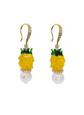Fruity Yellow Pineapple With Freshwater Pearls Dangle Earrings RE007