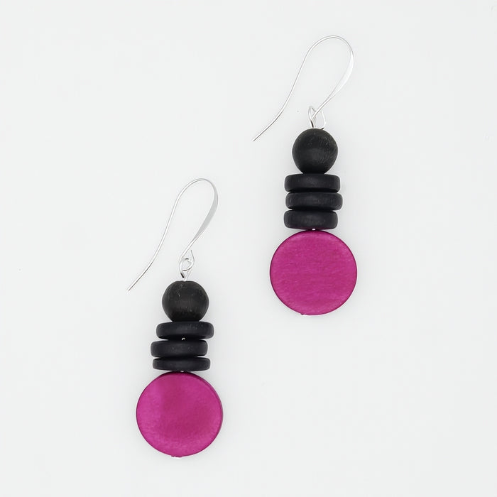 Fuchsia and Black Dusk Earrings