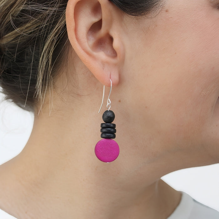 Fuchsia and Black Dusk Earrings