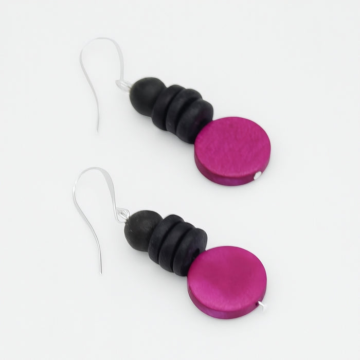 Fuchsia and Black Dusk Earrings