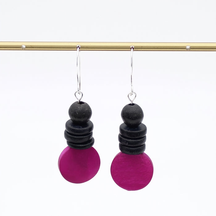Fuchsia and Black Dusk Earrings