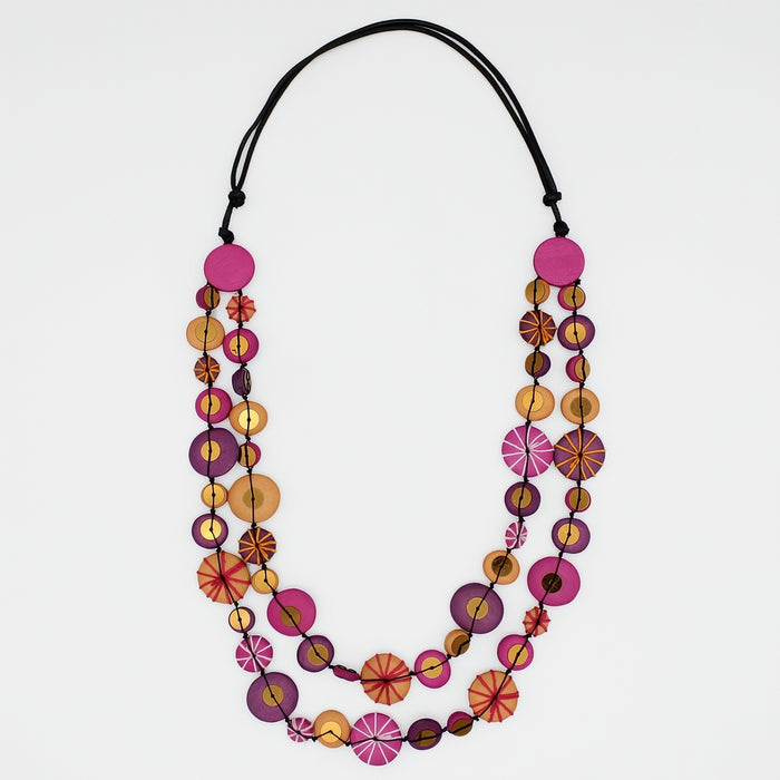 Fuchsia and Purple Melody Statement Necklace - Sylca Designs - Chunky Jewelry