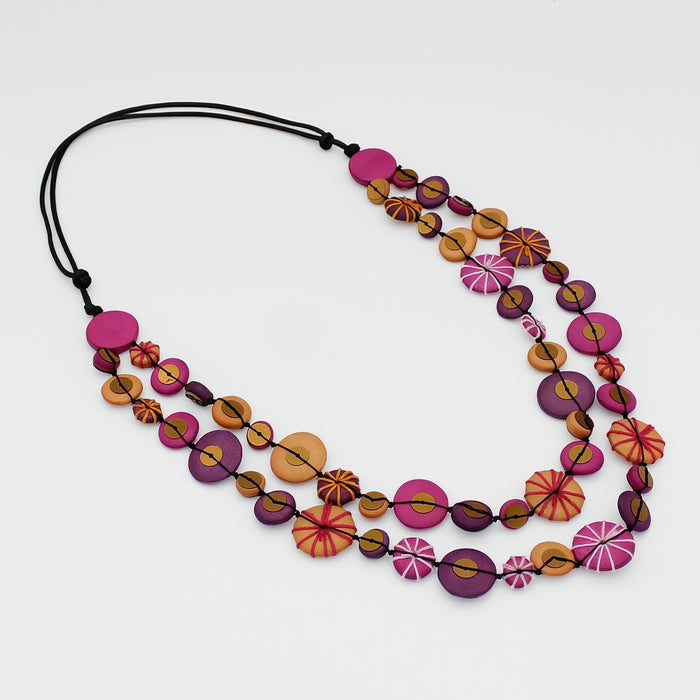 Fuchsia and Purple Melody Statement Necklace - Sylca Designs - Chunky Jewelry