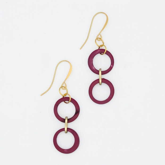 Fuchsia Double Link Drop Earrings