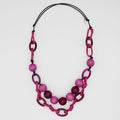 Fuchsia Double Strand Link Necklace - Sylca Designs - Chunky Jewelry