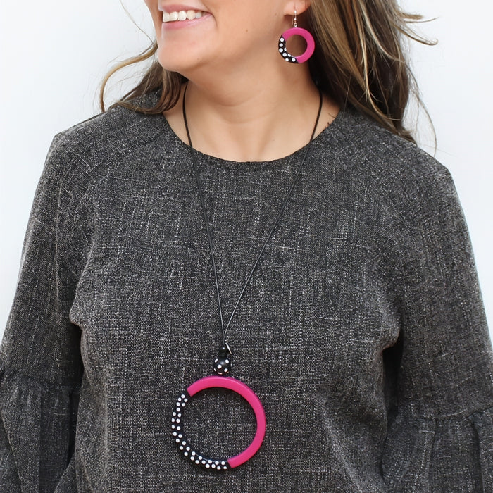 Fuchsia Inez Pendant Necklace - Sylca Designs - Chunky Jewelry